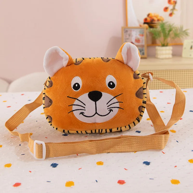 Cute children's cute zoo lion tiger series slung bag doll machine children's fun single back wholesale
