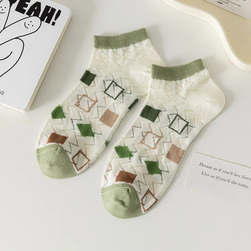 women's casual cartoon bamboo fiber hollow out ankle socks a pair