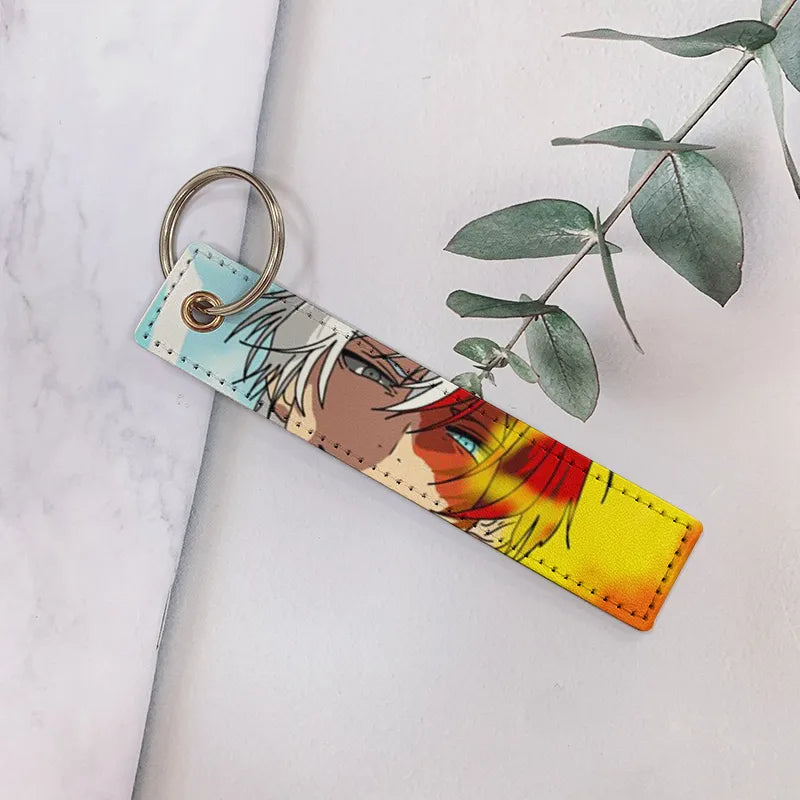 cartoon style cartoon pu leather printing bag pendant keychain