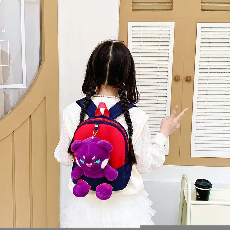 Girl'S Plush Cartoon Cute Square Zipper Functional Backpack