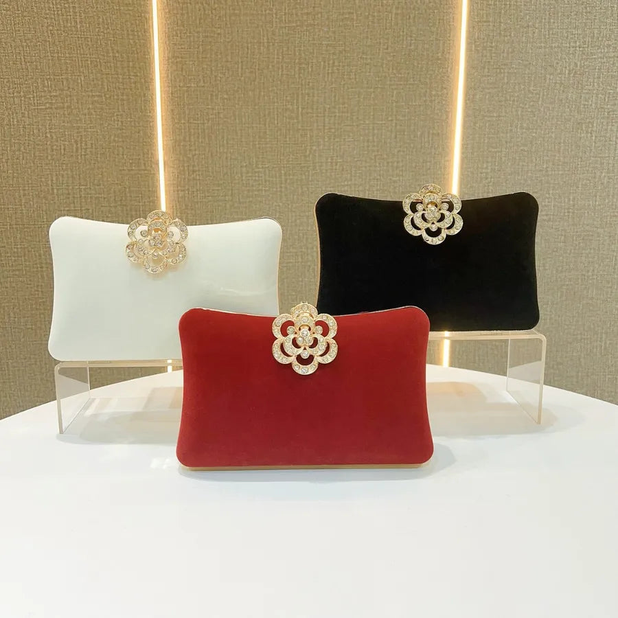 Velvet Diamond Embedded Women's Crossbody Shoulder Bag Evening Party Wedding Dress Handbag Pillow Shape Fashion Print