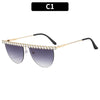 elegant glam luxurious solid color pc round frame frameless women's sunglasses