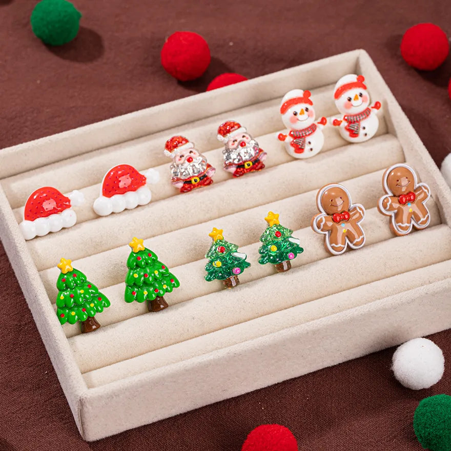 Christmas Theme Alloy Ear Cuff Drop Earrings  New Products Small Pendant Diy Accessories Christmas Hat