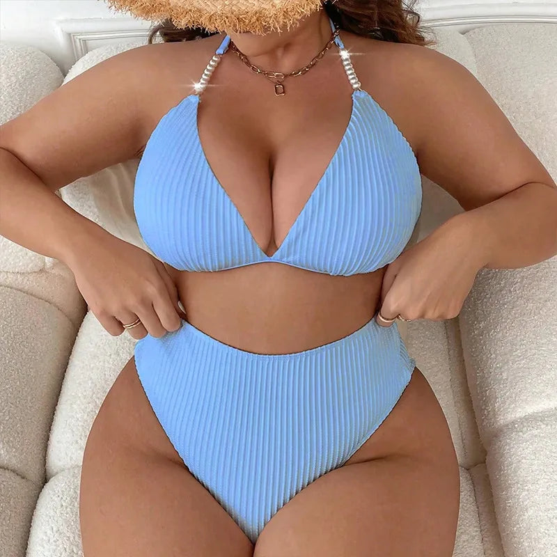 Women's Solid Color 2 Pieces Set Bikinis Swimwear