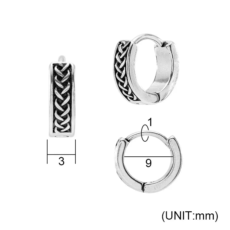 1 Piece Retro Punk Geometric 316 Stainless Steel  Hoop Earrings