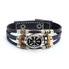 New Alloy Beads Woven Bracelet Nordic Viking Pirate Aoding Logo Compass Leather Bracelet for Men and Women