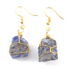 1 pair simple style irregular asymmetrical plating natural stone metal drop earrings