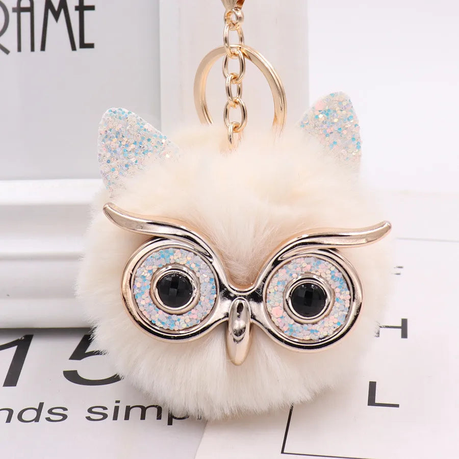 cute owl alloy plush unisex bag pendant keychain 1 piece
