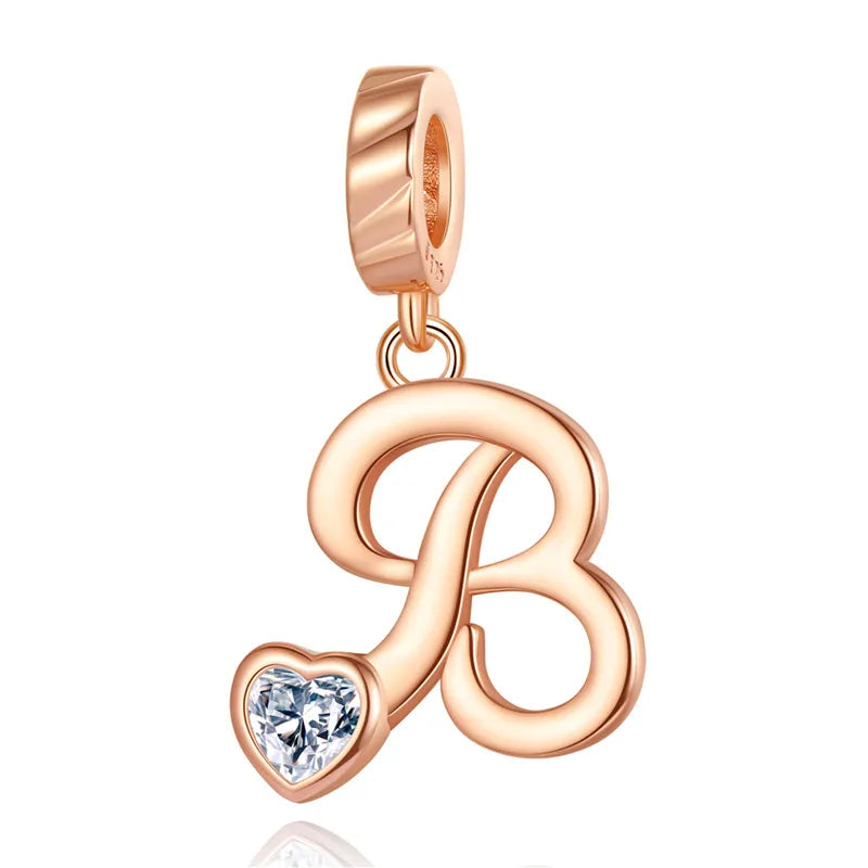 Ornament Letter Pendant S925 White Copper Rose Gold Necklace Pendant Diy Bracelet Charm Cross-Border Hot Sale Accessories