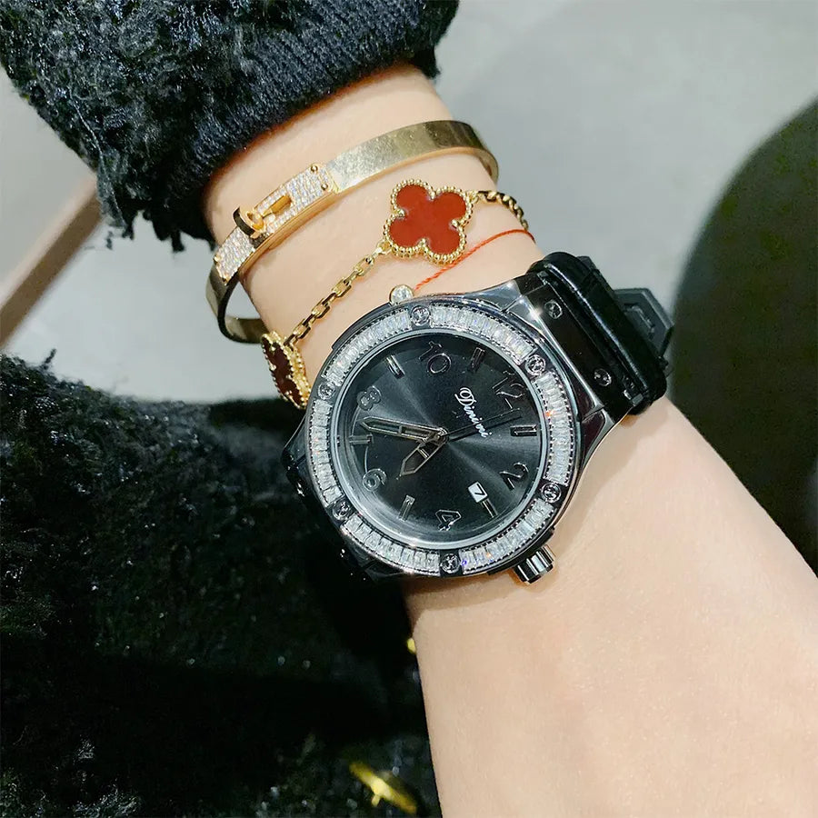 Elegant Solid Color Jewelry Buckle Quartz Watch Women's Watches