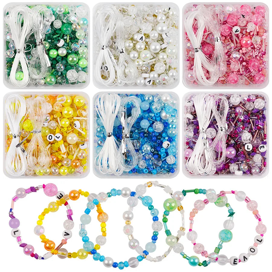 1 Set Plastic Glass Letter Color Block Beads