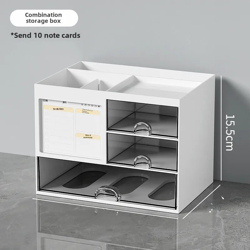 Desktop cabinet stationery tape hair accessories storage box desktop student multi-grid drawer pen container office storage rack