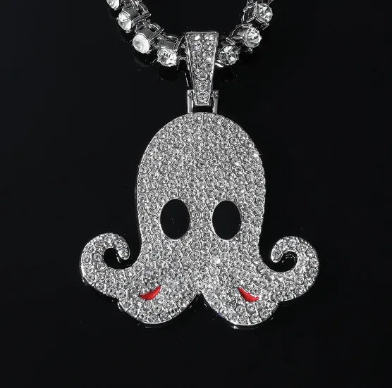 5mm Tennis Chain Tennis Chain   New Octopus Cartoon Full Diamond Hip Hop Necklace