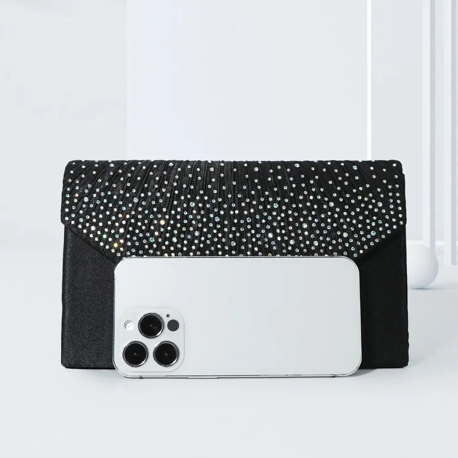 Women's black evening bag fashion clutch high-end banquet party banquet hot rhinestone evening bag bridesmaid bag