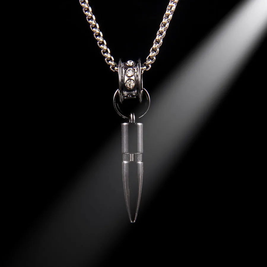 Classic Style Bullet 201 Stainless Steel Zinc alloy Rhinestone Men's Necklace