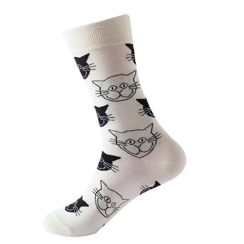 Men's Cute Modern Style Dog Cat Cotton Jacquard Ankle Socks A Pair
