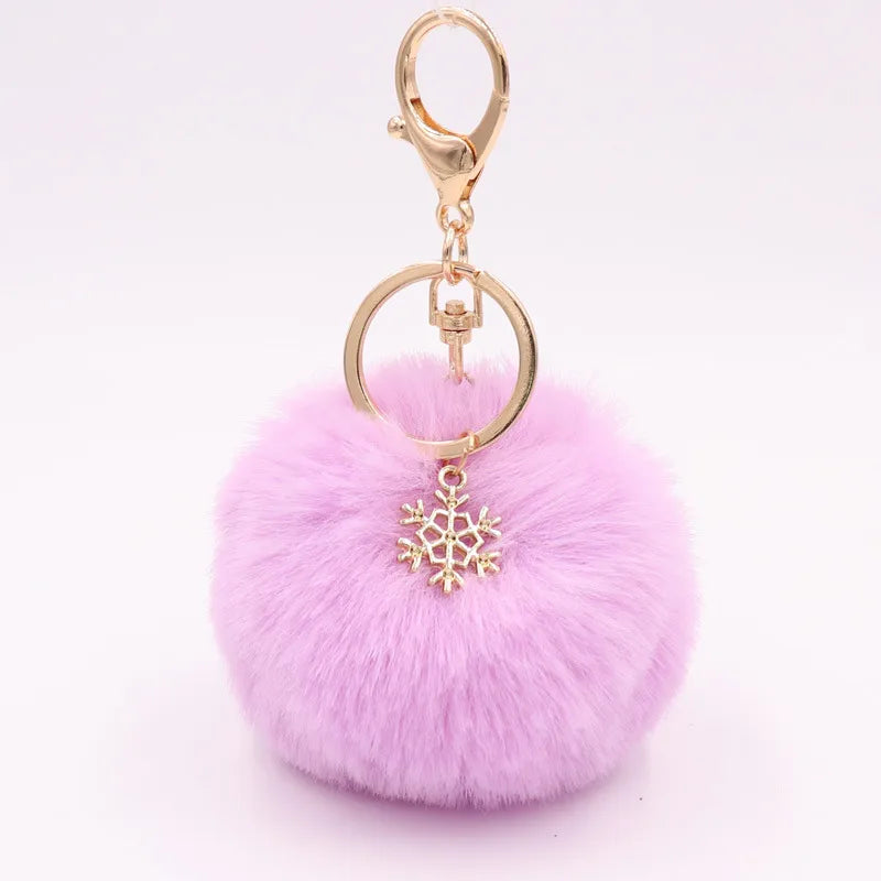 fashion snowflake alloy plush unisex bag pendant keychain 1 piece
