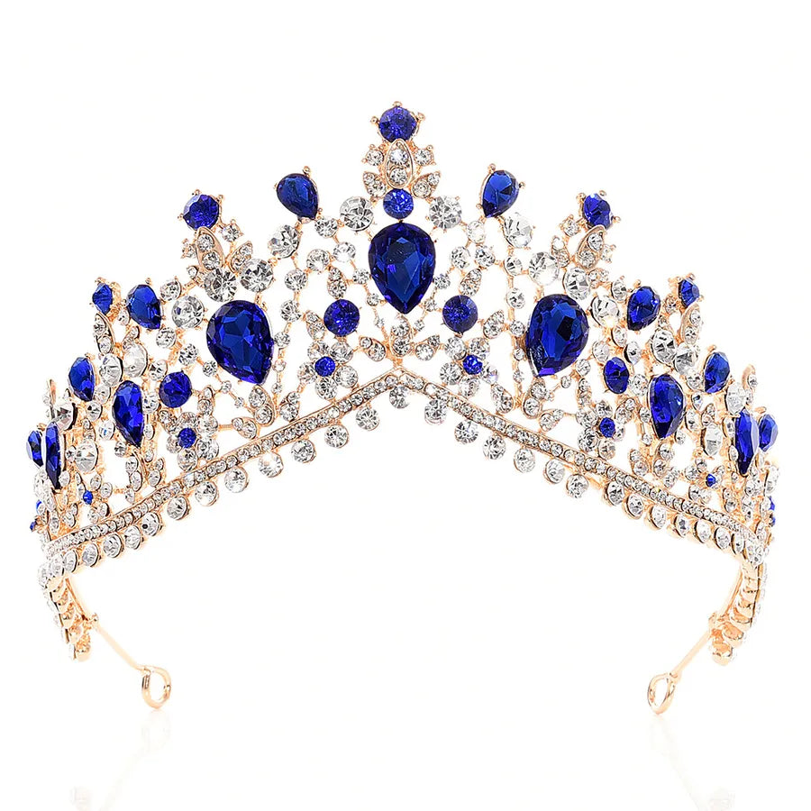 fashion water droplets crown alloy hollow out inlay rhinestones crown 1 piece