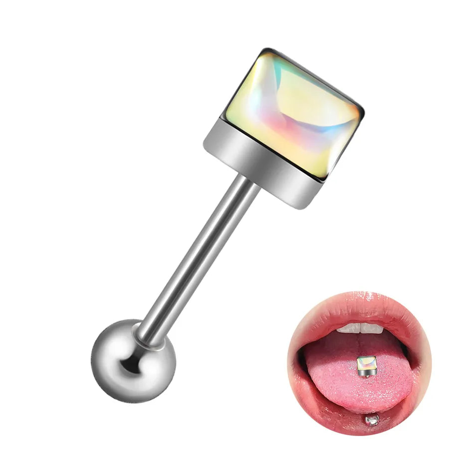 1 Piece Lip Rings Hip-Hop Cool Style Triangle Geometric Water Droplets 304 Stainless Steel Enamel Tongue Rings