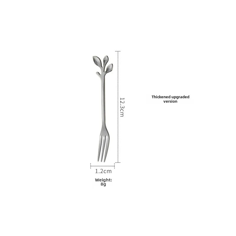 Stainless Steel Leaf Spoon Creative Golden Leaf Coffee Spoon Dessert Spoon Fruit Fork Cake Fork Wholesale Gift Spoon