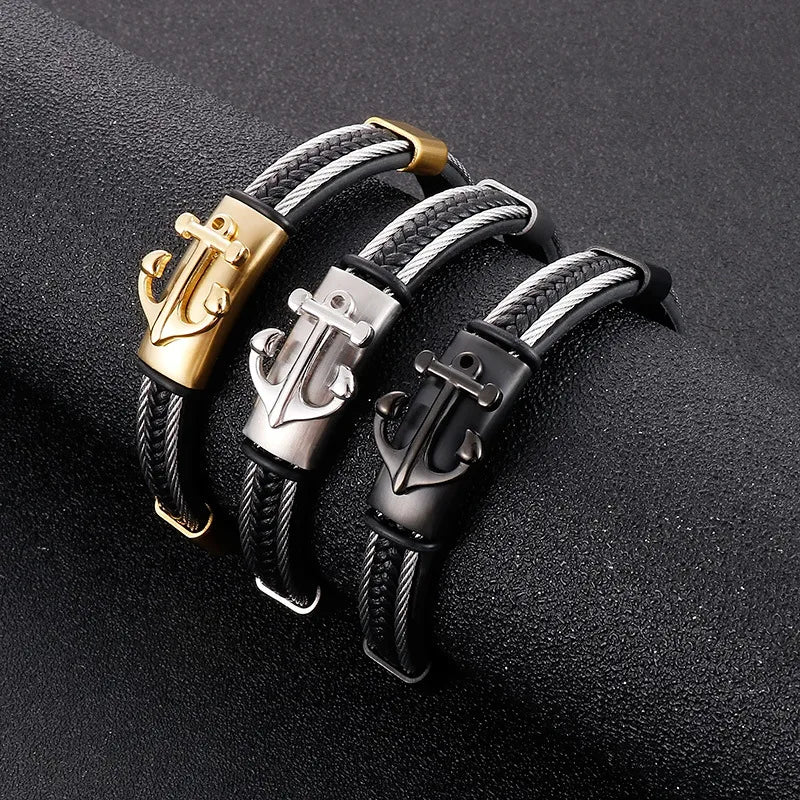 1 piece fashion anchor titanium steel men's bangle