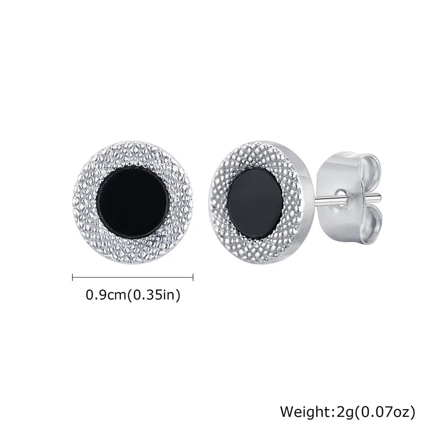 1 Pair Commute Round Inlay 201 Stainless Steel Rhinestones Butterfly Backs Ear Studs