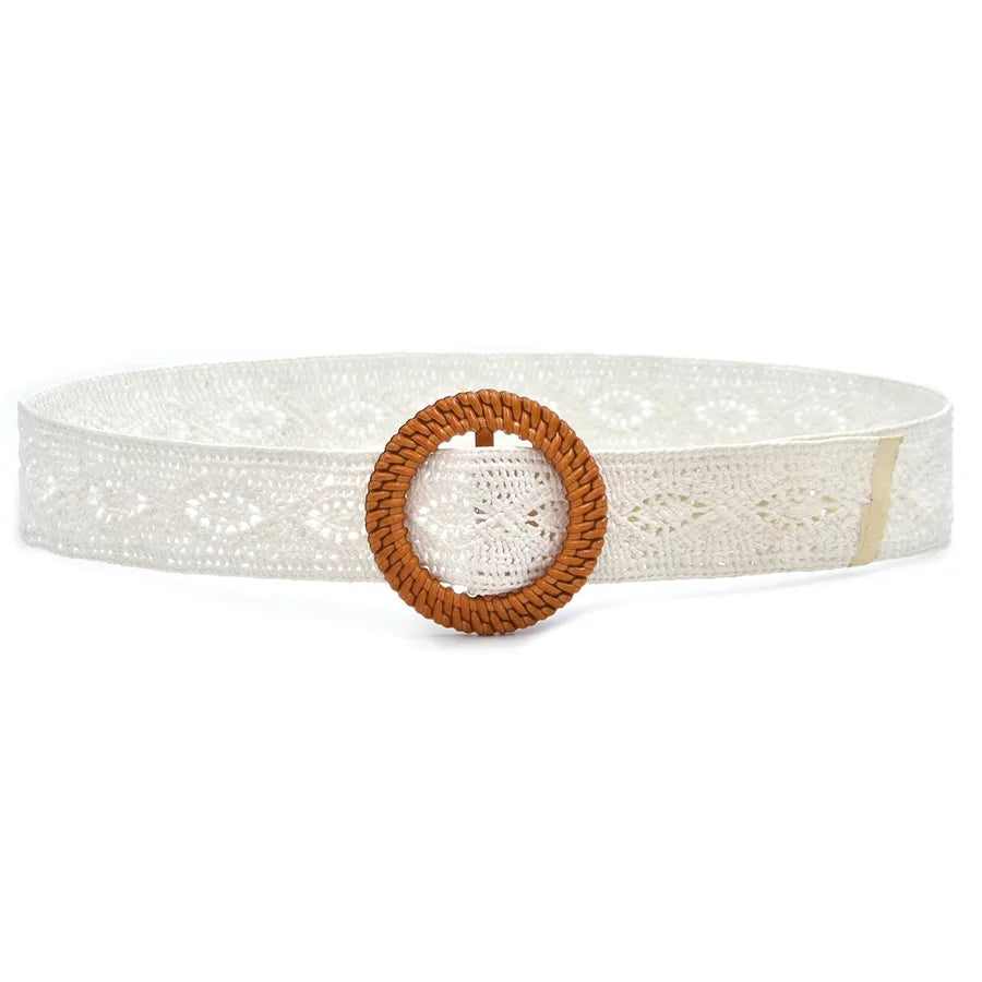 Retro Classic Style Solid Color Plastic Straw Women's Woven Belts