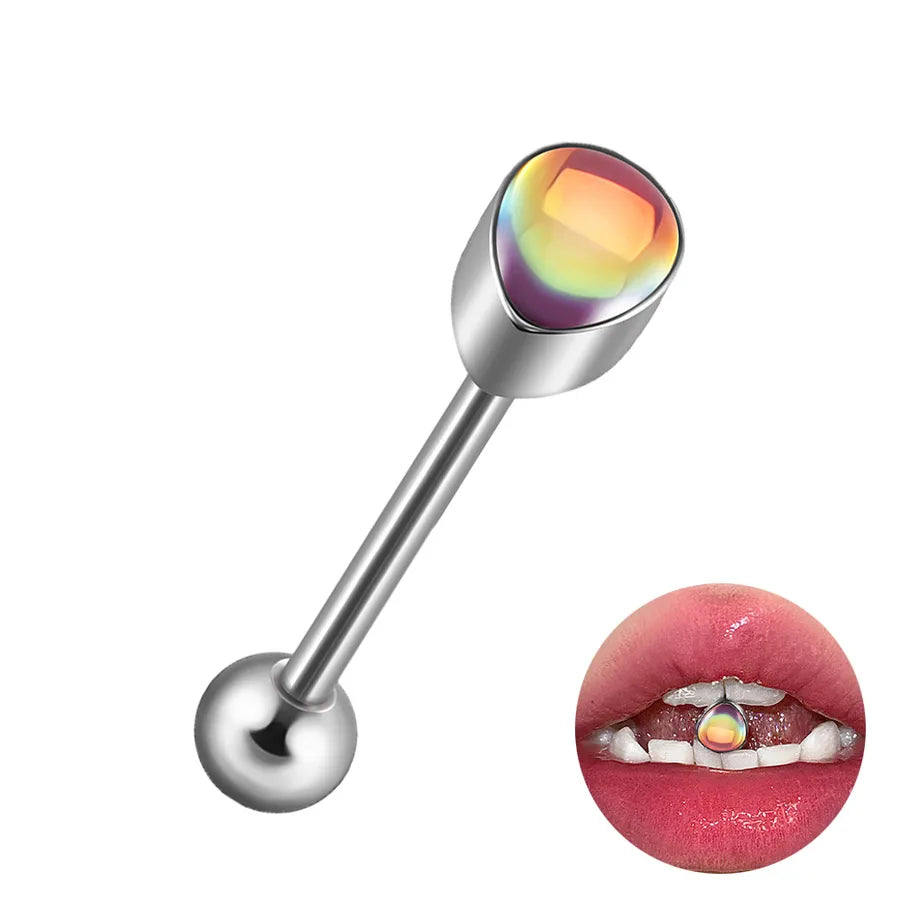 1 Piece Lip Rings Hip-Hop Cool Style Triangle Geometric Water Droplets 304 Stainless Steel Enamel Tongue Rings