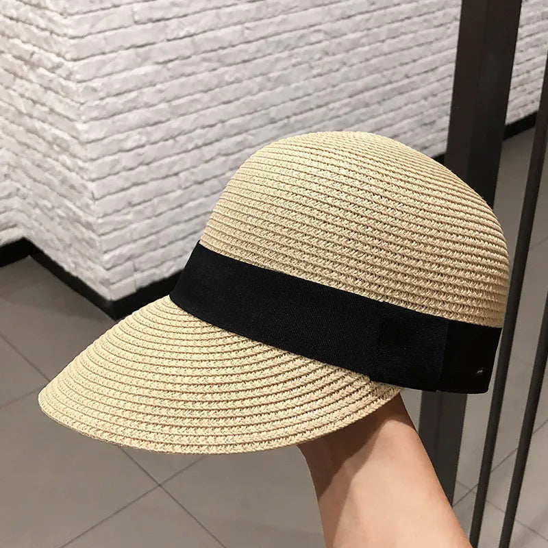 Unisex Basic Classic Style Solid Color Curved Eaves Straw Hat
