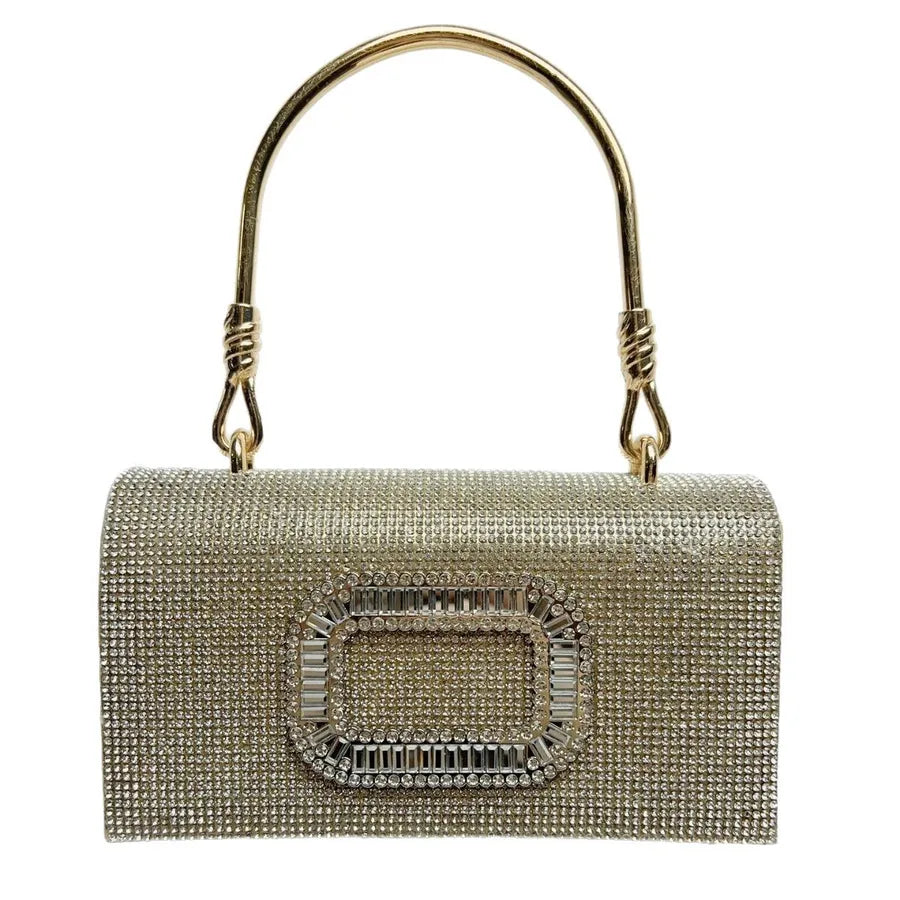 Fashionable Luxury Clutch Bag Diamond Embellished Evening Bag Wedding Reception Lady's Handbag Square Polyester Shoulder Bag