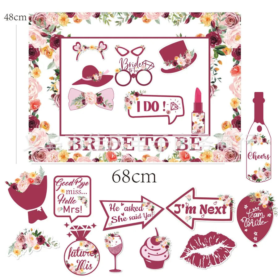 Bachelor party Wedding bride wedding bride to be photo props Team bride handheld paper photo frame