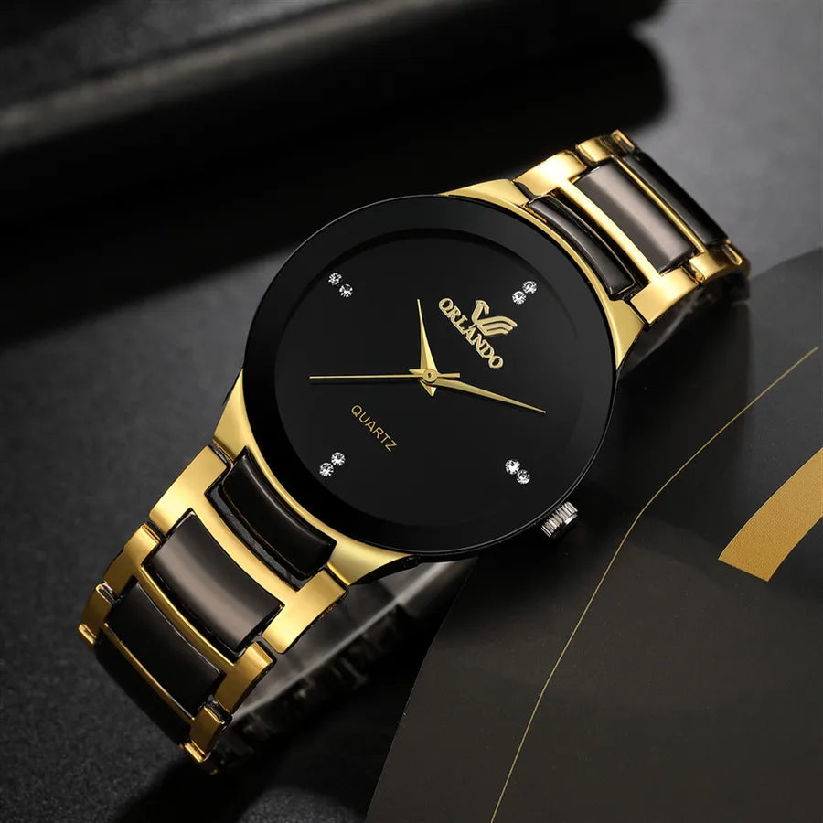 Business Simple Style Color Block Double Side Snaps Quartz Men's Watches