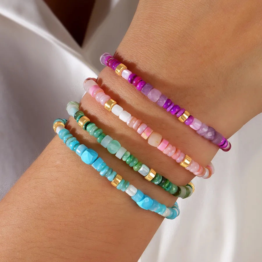 Vintage Style Classic Style Geometric natural stone Iron Gall Stone Beaded Chain Bracelets In Bulk