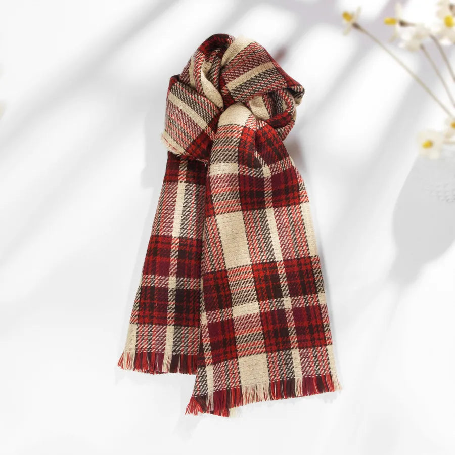 unisex fashion color block polyester warm raw hem winter scarves 1 piece