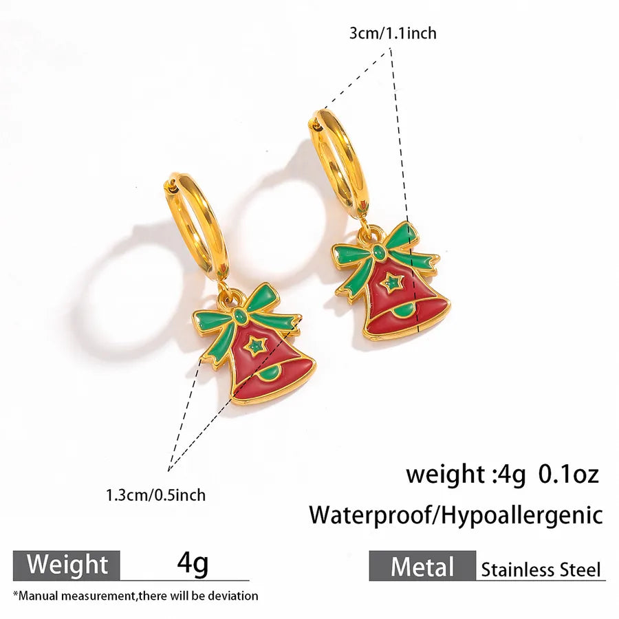 Christmas Santa Claus Ear Cuffs Titanium Steel 316L Quality Suitable For Commuting And Casual Occasions Drop Oil Earrings