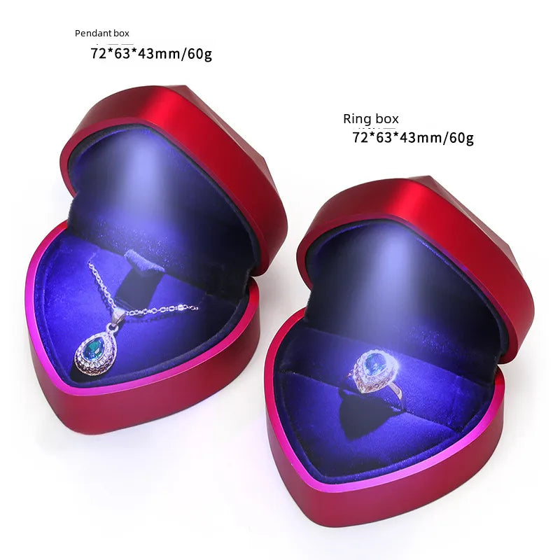 Spot love Led ring box new high-grade red pendant box jewelry storage box wholesale jewelry box small