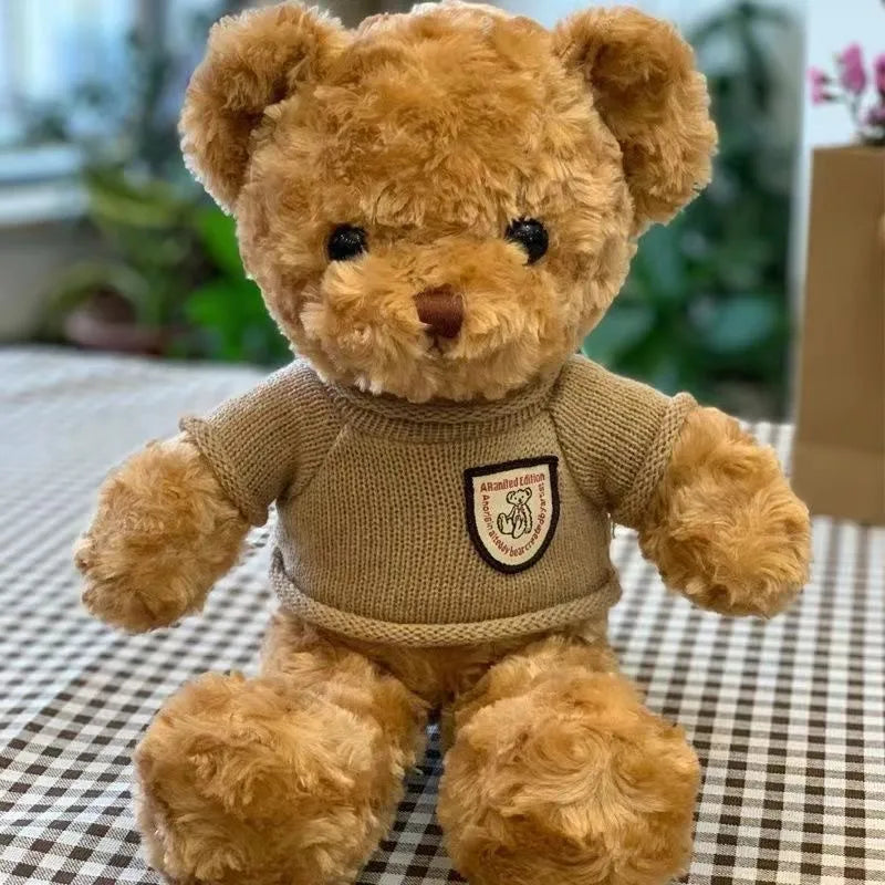 Wholesale sweater bear doll large pillow cute dressing teddy bear doll birthday gift girl plush toy