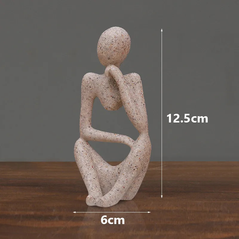 Creative Nordic Mini Abstract Left Thinking and Right Imaginers Little Golden Man 13cm Personalized Home Decoration Ornaments