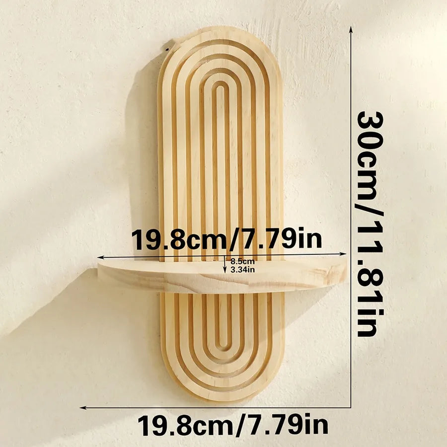 Simple Style Oval Wood Storage Rack Wall Art