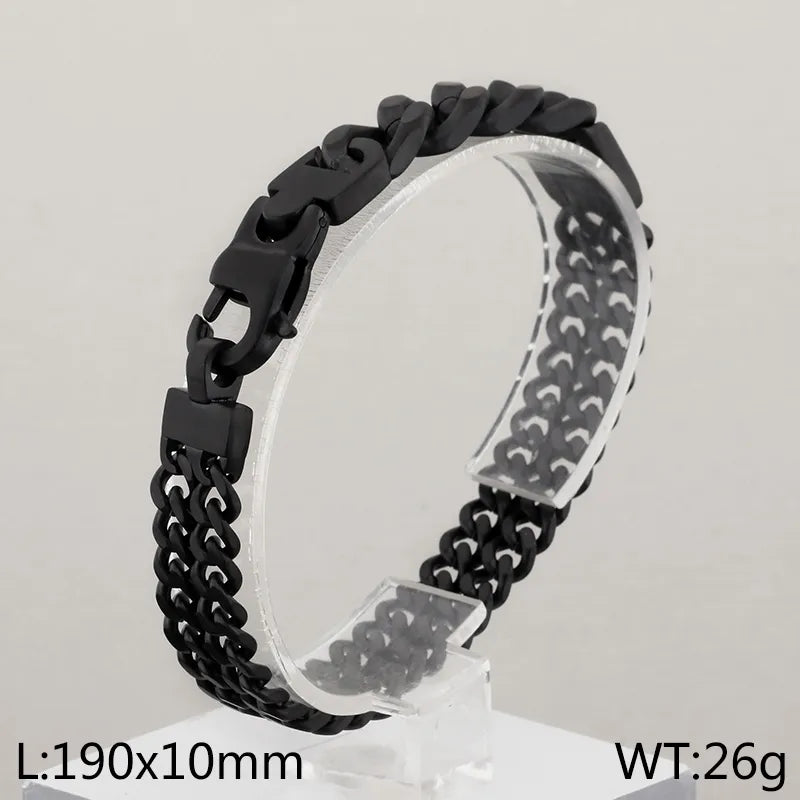 Simple Style Geometric Solid Color Titanium Steel Patchwork 18K Gold Plated Men's Bracelets