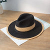 women's pastoral simple style color block big eaves straw hat