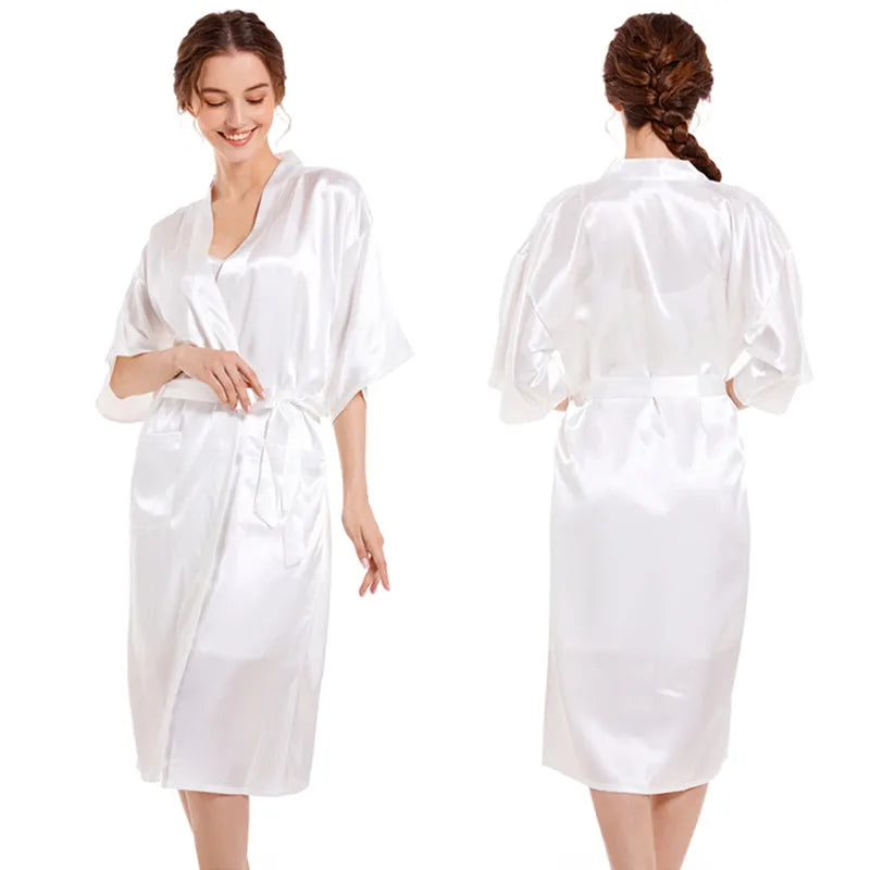 Casual Women's Lady Solid Color Imitated Silk Polyester Pajama Sets
