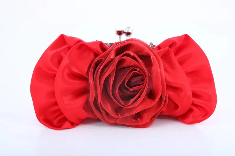 New Diamond Embedded Rose Flower Shaped Evening Handbag Single Shoulder Crossbody Bag Hanfu Cheongsam Clutch Bag Urban Simple Style
