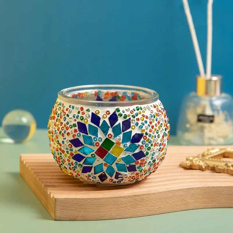 No Retro Geometric Glass candlestick