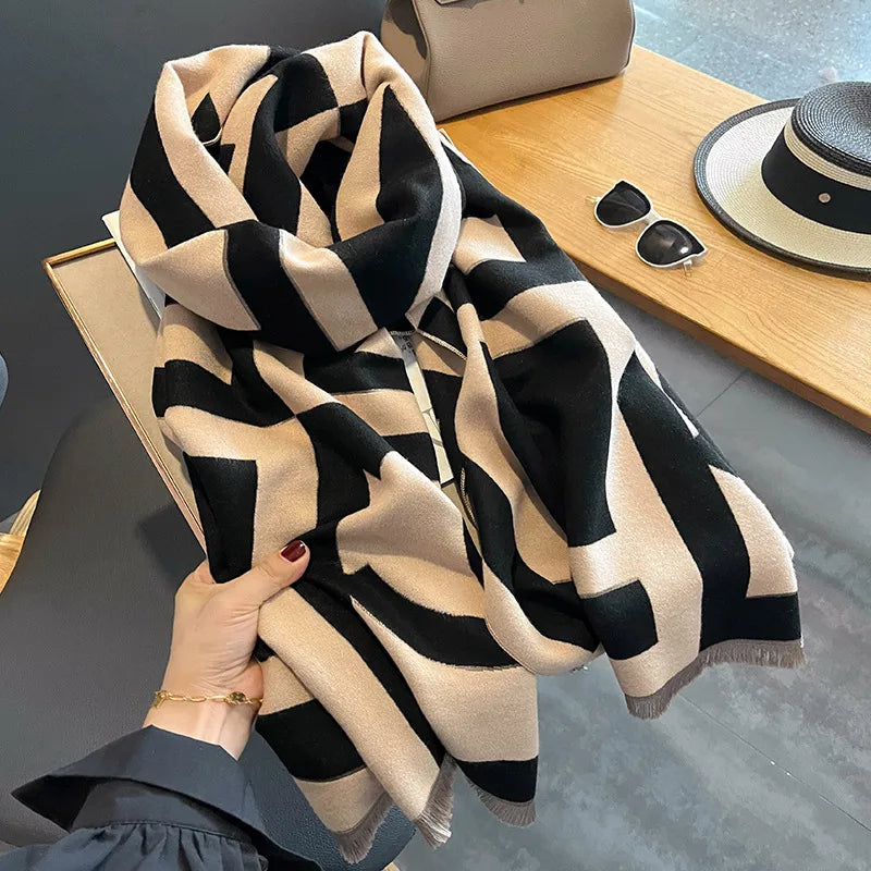 women's retro simple style geometric polyester scarf