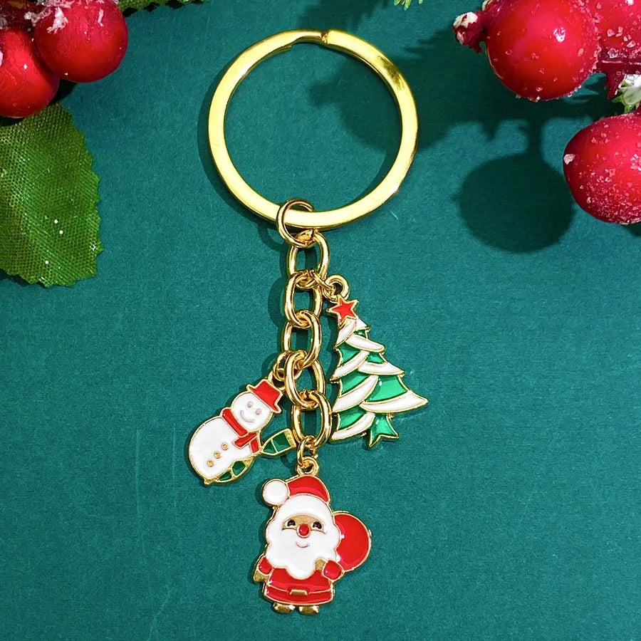 Classic Style Santa Claus Alloy Christmas Women's Keychain