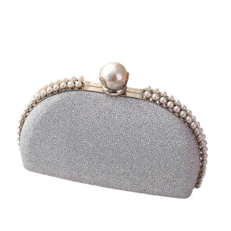 silver champagne red pu leather solid color shell evening bags