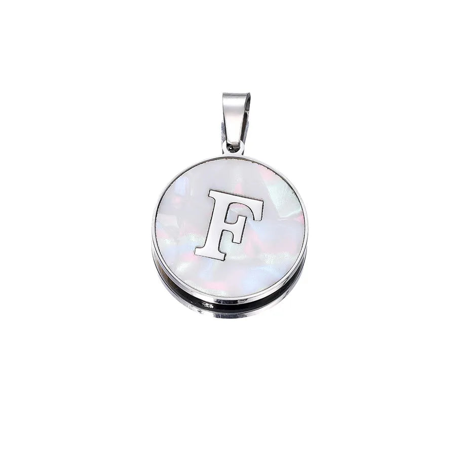 1 Piece 22mm Hole 4~4.9mm 304 Stainless Steel Fritillary Letter Pendant Jewelry Accessories