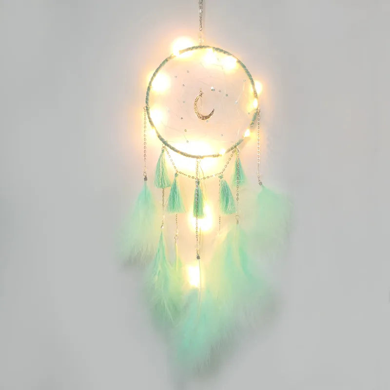 Simple Style Moon Wooden beads Feather Dreamcatcher Wall Art