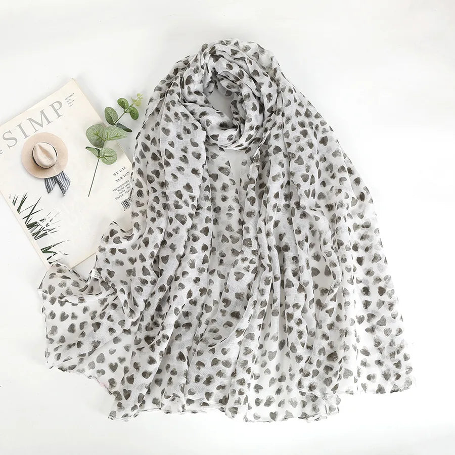 Women's Elegant Heart Shape Voile Printing Scarf